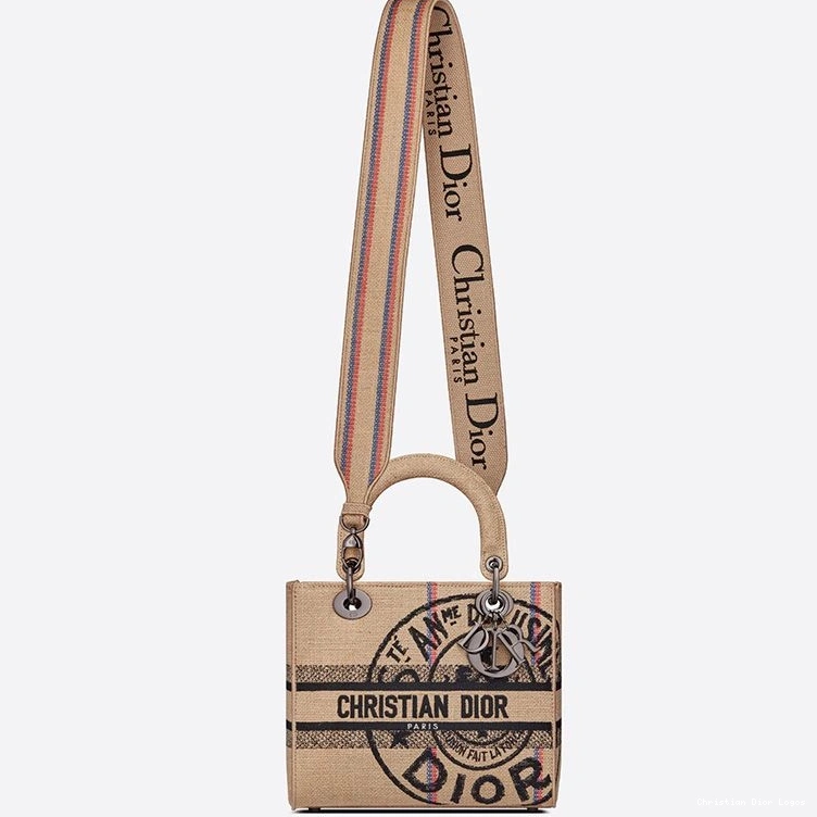 Cheap Bag Beige D-lite Motif Jute Lady Medium Canvas 0707 Luxury